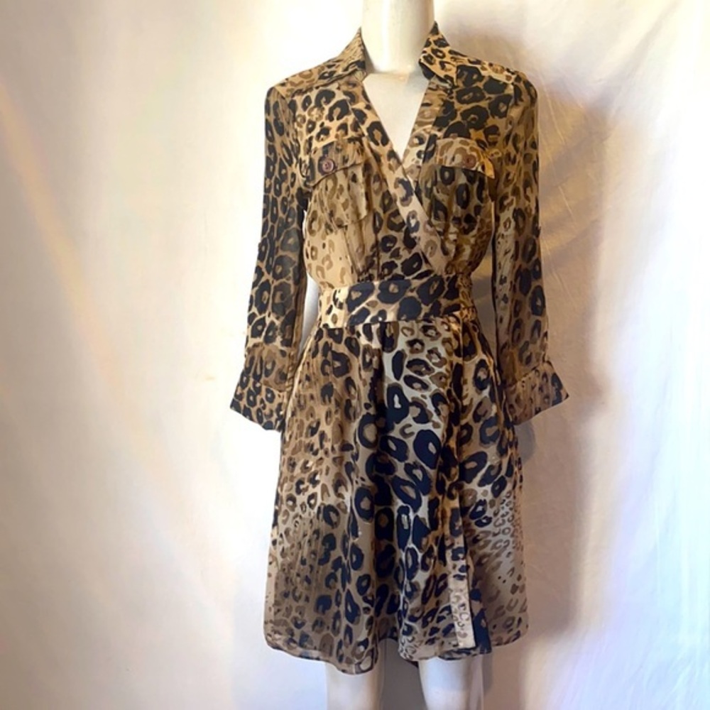 Animal print long sleeves dress mini size s